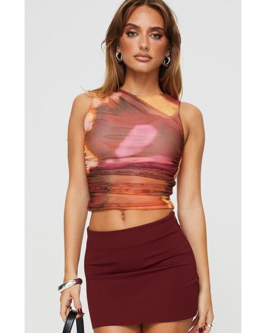 Princess Polly Red Maximiliano Mesh Crop Tank