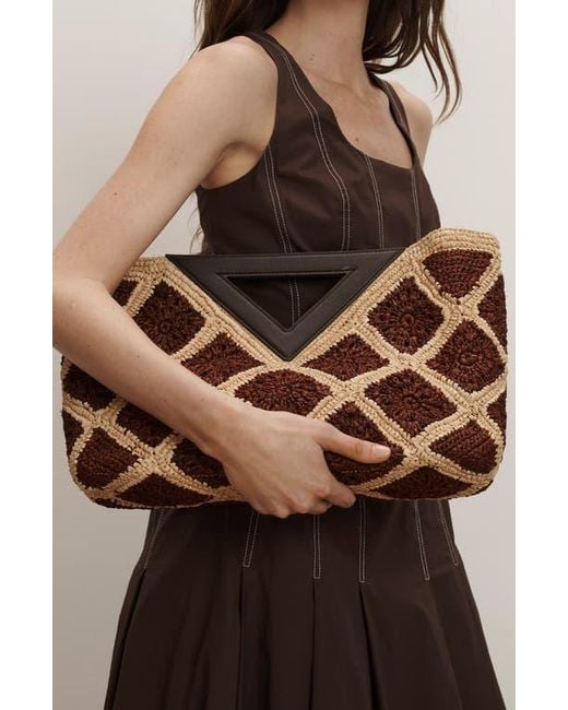 Veronica Beard Brown Vesper Raffia Handbag