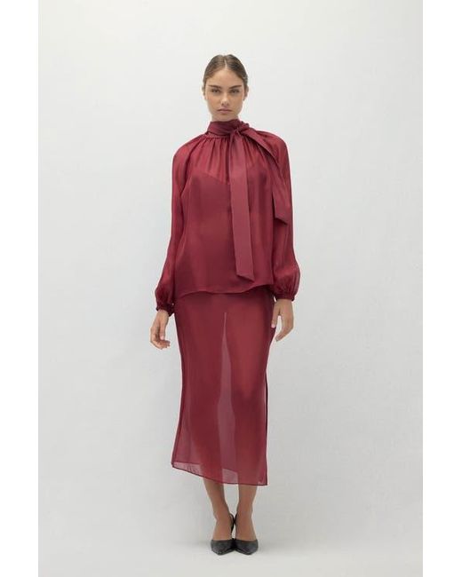 Naked Cashmere Red Amara Silk Organza Blouse