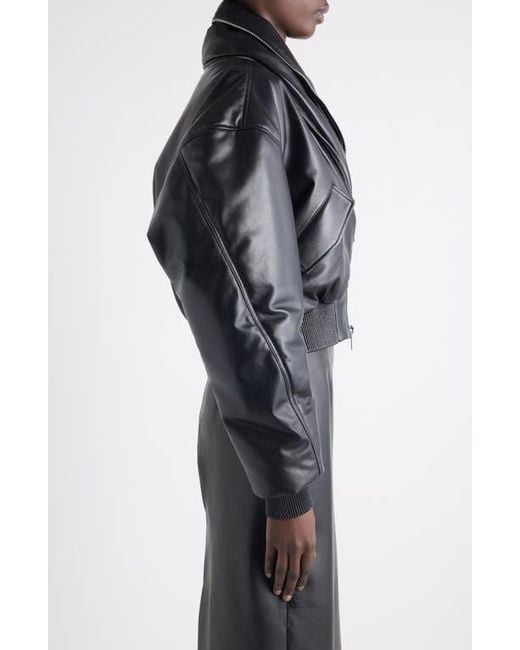 Givenchy Black Zip Shawl Collar Lambskin Leather Bomber Jacket