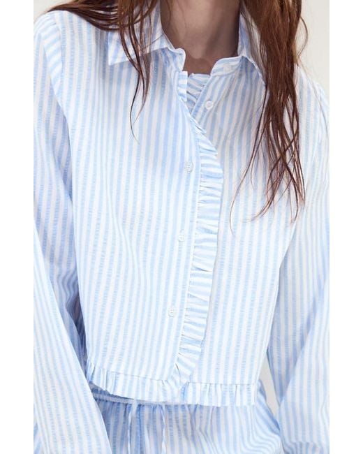 DELUC Blue Split Crop Shirt