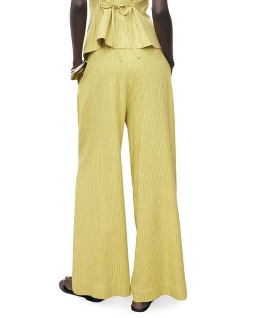 Mango Yellow Luce Stripe Wide Leg Pants