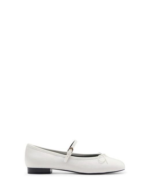 Mango White Buckle Strap Corduroy Ballerina Flat