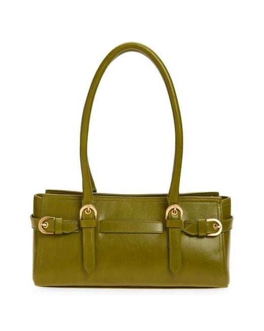 Reformation Green Dominique Leather Shoulder Bag