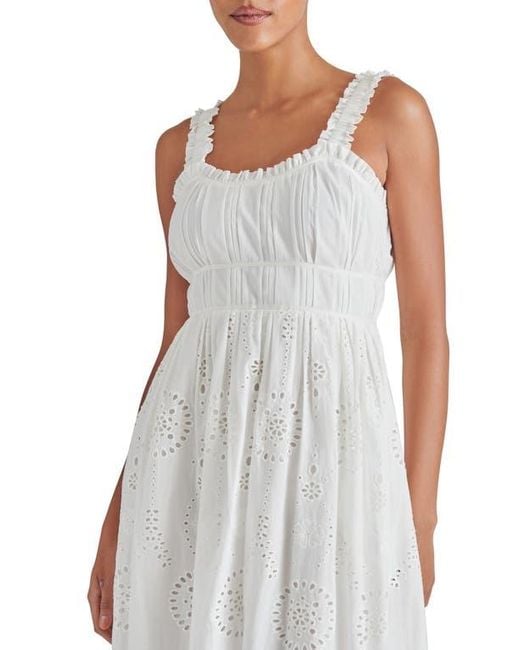 Steve Madden Gray Harmony Eyelet Embroidered Cotton Midi Dress