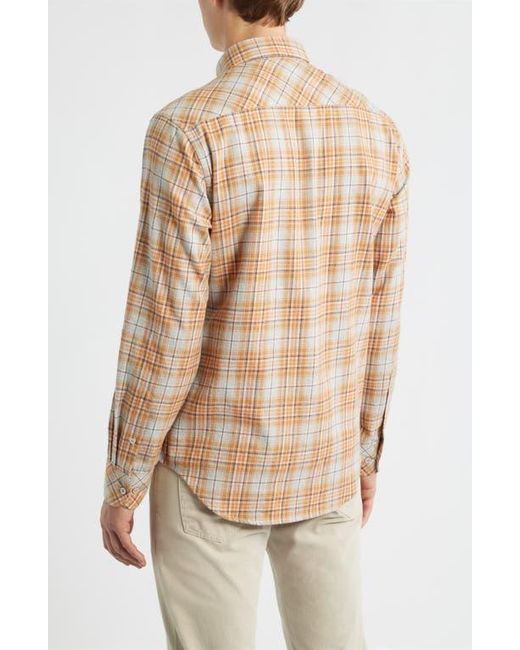 James Campbell Natural Vulcan Trim Fit Plaid Cotton Button-Up Shirt for men