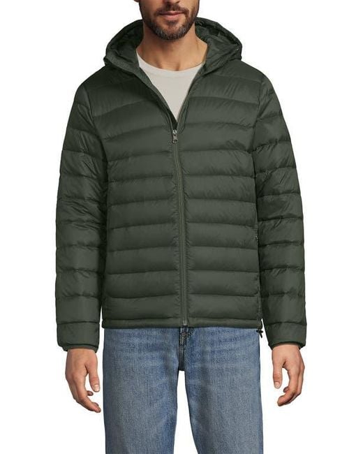 Lands' End Men's Green Wanderweight Ultralight Packable Hooded