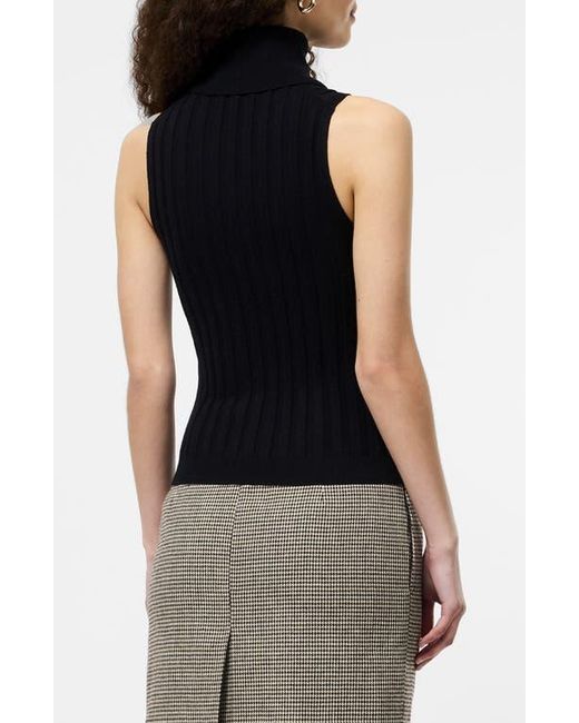 French Connection Black Rib Turtleneck Sleeveless Sweater