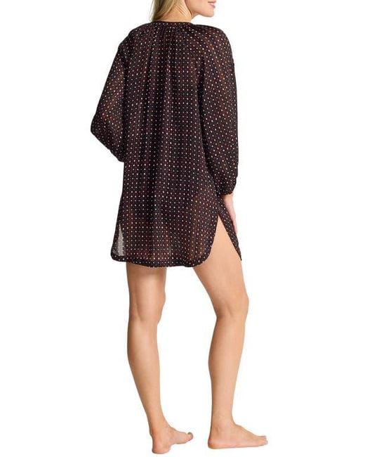 Tommy Bahama Black Sunset Blooms Long Sleeve Cover-Up Dress