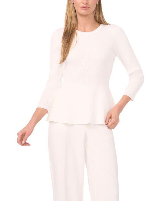 Halogen® White Rib Peplum Sweater