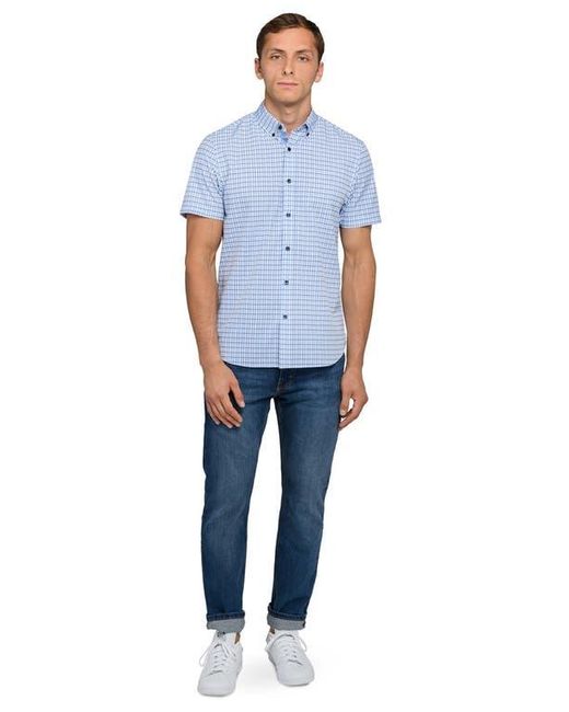 Con.struct Blue Plaid Woven Short Sleeve Basic for men