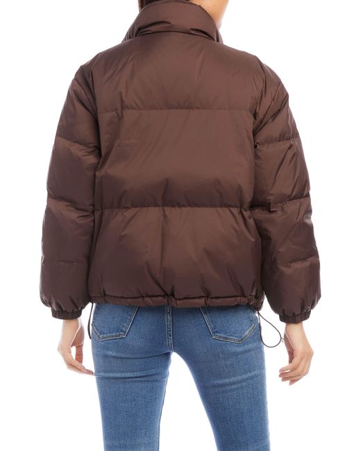 Karen Kane Nylon Puffer Jacket in Brown Lyst