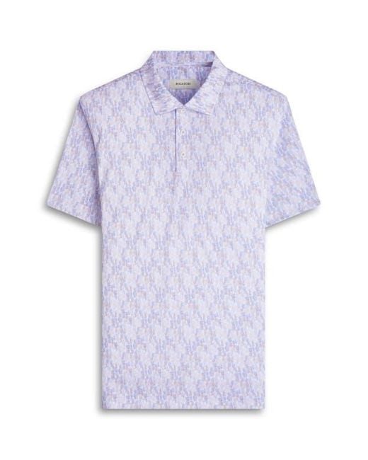 Bugatchi White Victor Ooohcotton Pineapple Print Polo for men