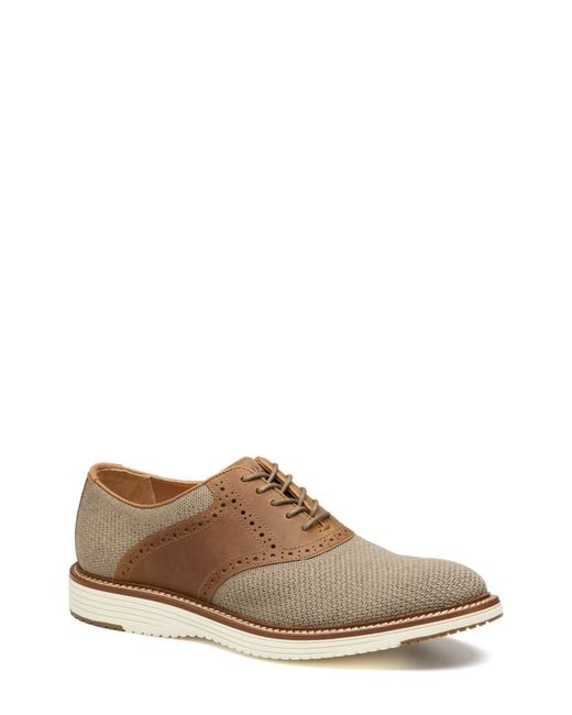 Johnston & Murphy Brown Upton Knit Saddle Shoe for men