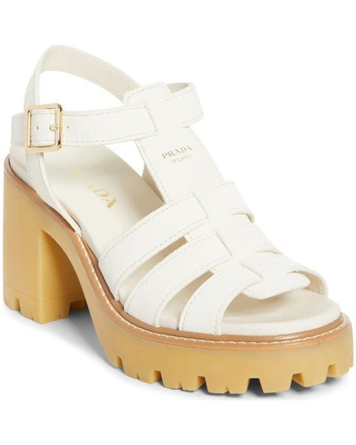 Prada White Stride Platform Sandal