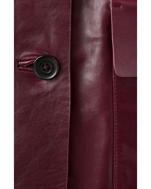 Mango Red Leather Button-Up Jacket