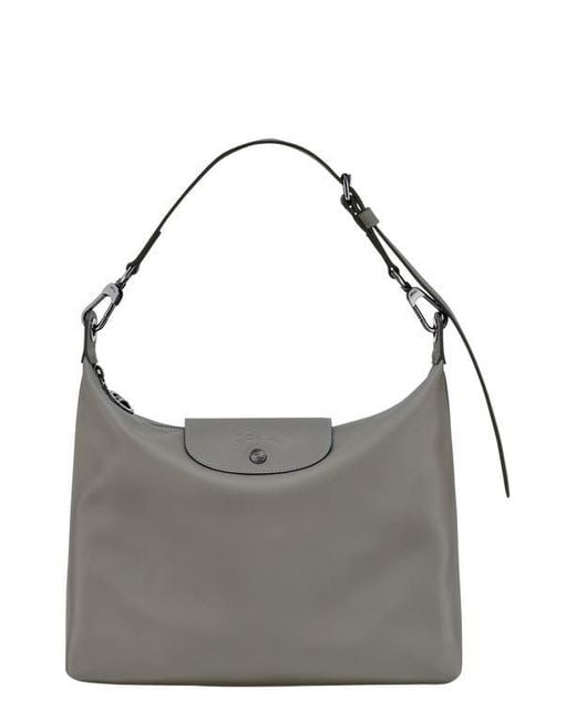 Longchamp Gray Medium Le Pliage Xtra Leather Hobo Bag