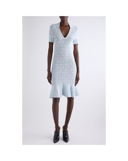 Givenchy Blue Monogram 72 Jacquard Knit Polo Dress