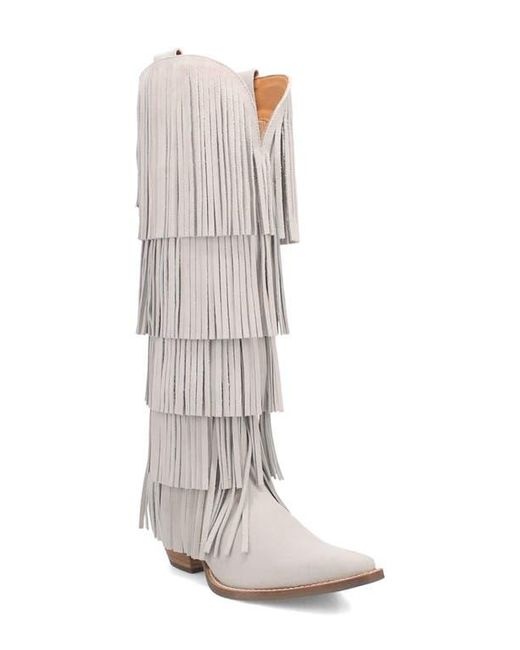 Dingo White Wild Child Fringe Knee High Western Boot