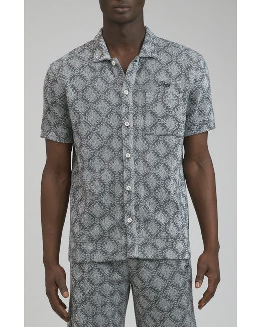 PRPS Gray Beippu Jacquard Short Sleeve Button-up Shirt for men