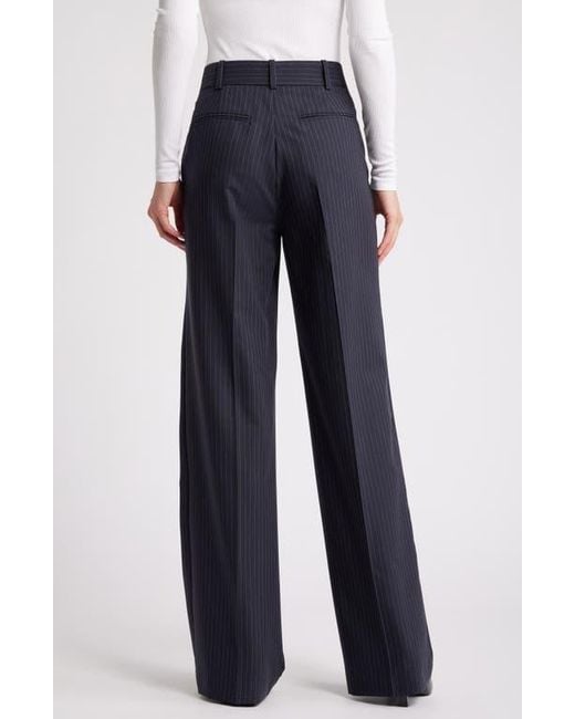 パンツ FRAME Women Straight Pants 1000814DE Blue FRAME Pinstripe Straight Leg Pants in Blue | Lyst