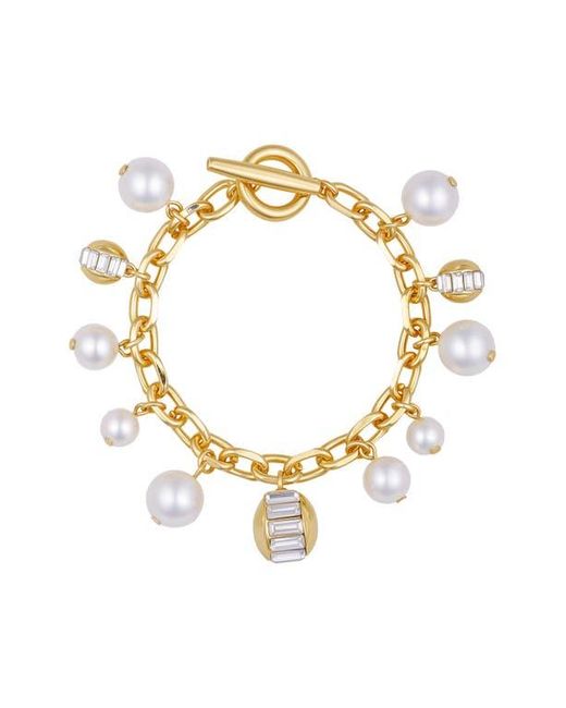 Vince Camuto Metallic Pearl Crystal Charm Bracelet
