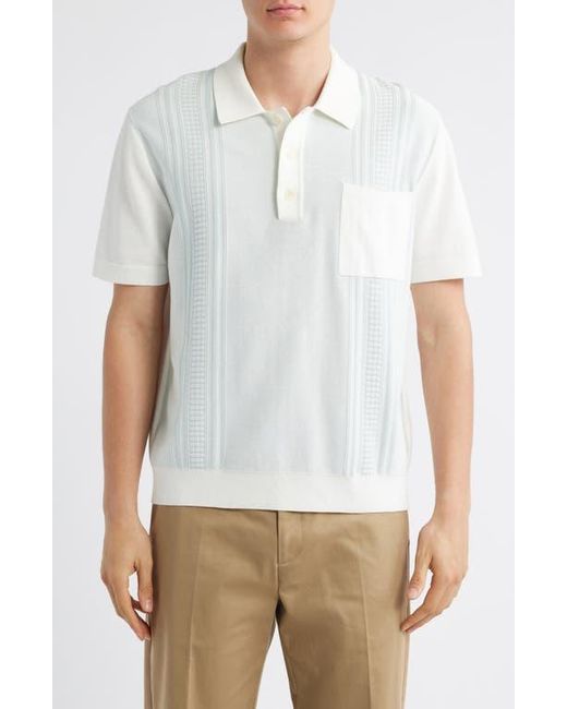 Wax London White Turin Stripe Cotton Pocket Polo Sweater for men