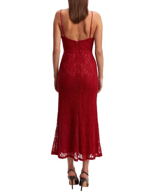 Bardot Red Ruby Lace Sleeveless Midi Dress