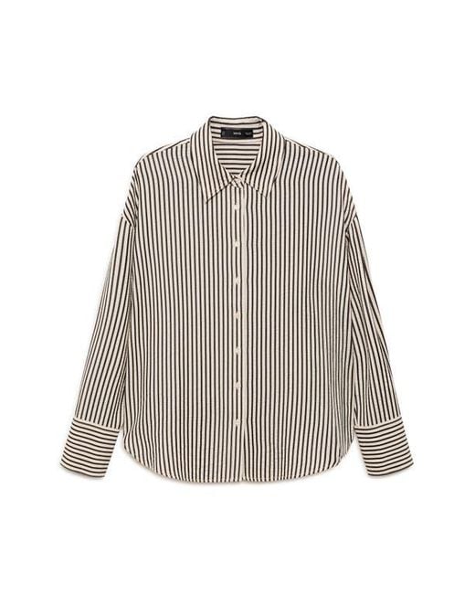 Mango Gray Textured Stripe Button-Up Shirt