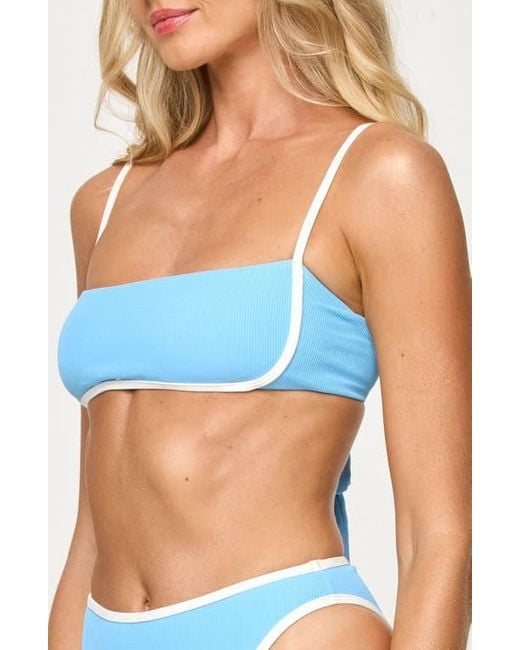 L*Space Blue Hazel Ribbed Bikini Top