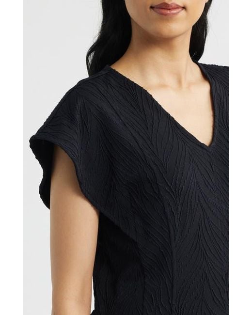 Anne Klein Black Texture Flutter Sleeve Top