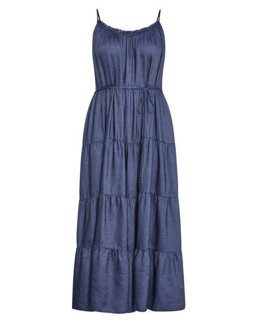 City Chic Blue Island Tiered Maxi Dress
