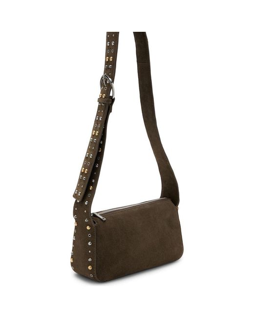 Mango Brown Suede Stud Crossbody Bag