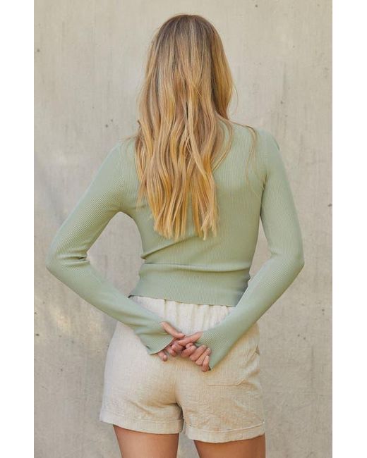 Crescent Green Front Split Knit Top