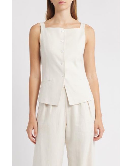 Wayf White Naomi Linen Blend Vest