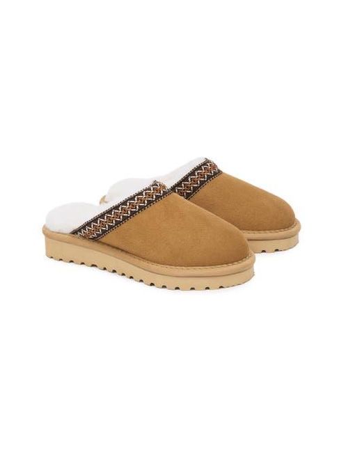 Celtic & Co. Multicolor Braid Trim Sheepskin Shearling Clog
