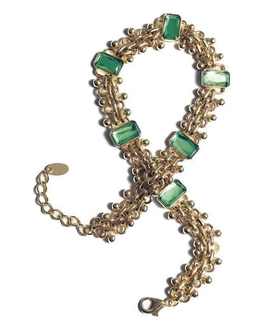 Mango Green Crystal Link Statement Necklace