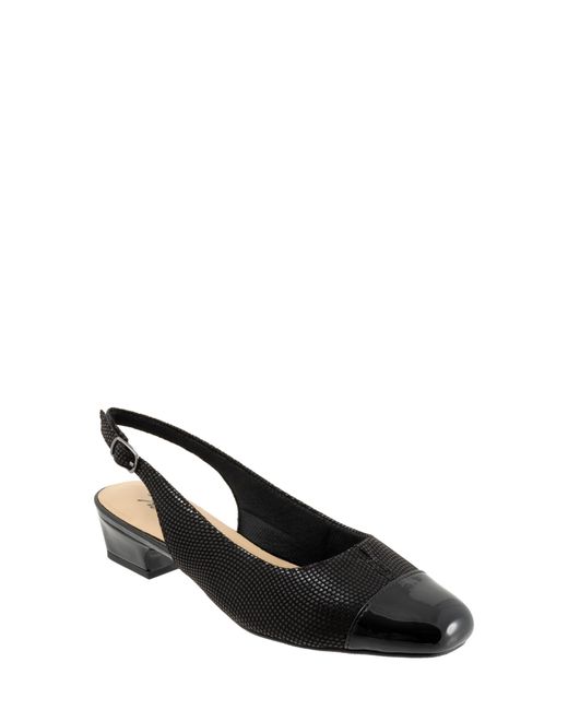 Trotters Black Dea Cap Toe Slingback Pump