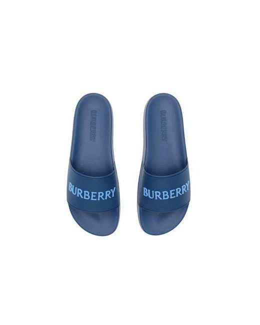 Burberry Blue Logo Slides for men