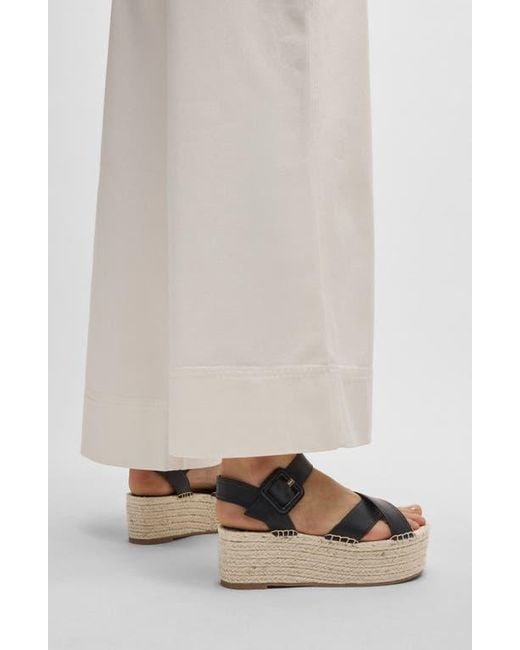 Boss Black Machica Espadrille Ankle Strap Platform Wedge Sandal