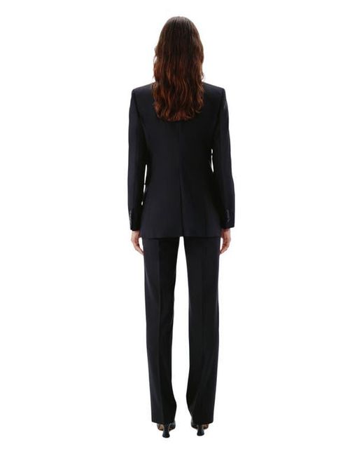 Another Tomorrow Black Tailored Single-Button Merino Wool Blazer