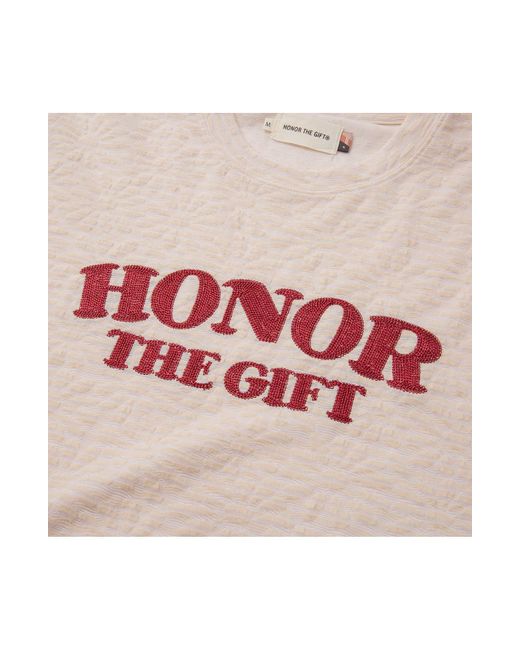 Honor The Gift Pink Stripe Boxy Logo Graphic T-shirt for men