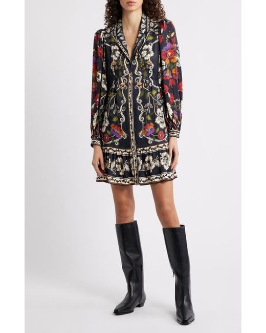 Farm Rio Black Roccoco Floral Minidress