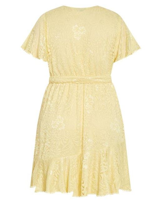 City Chic Yellow Sweat Lace Wrap Dress