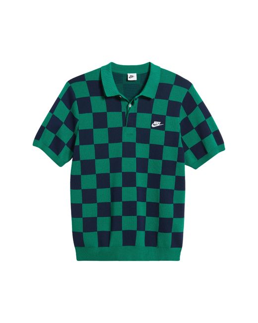 Nike Green Club Checkers Jacquard Polo Sweater for men