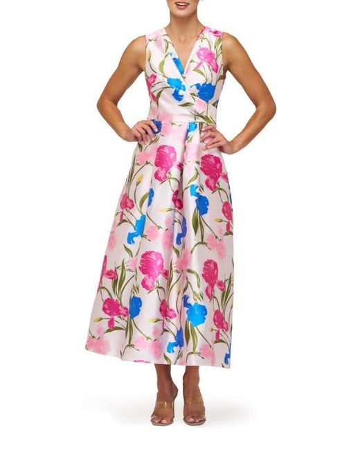 Kay Unger White Payton Floral Sleeveless Cocktail Dress