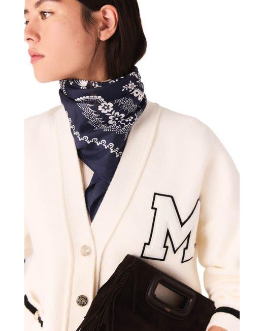 Maje Blue Long Cardigan With Embroidery