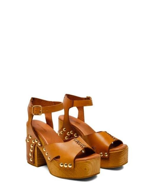 Free People Brown Cecily Ankle Strap Platform Sandal