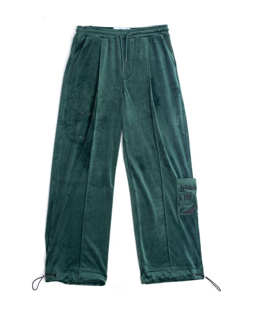 JUNGLES Green I Tried Velour Cargo Pants for men