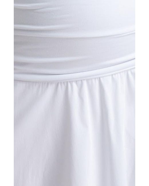 PIETRO BRUNELLI MATERNITY White Strapless Drop Waist Maternity Dress